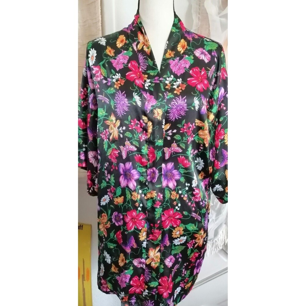 Victoria's Secret Floral Butterfly Kimono Robe Womens S/M Pockets